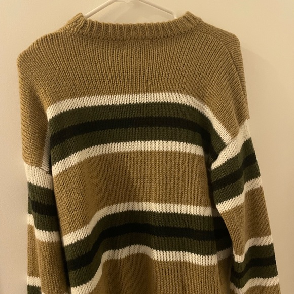 urban outfitters size medium green and brown stripe sweater - Picture 3 of 3